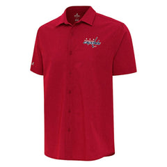 Washington Capitals Antigua Activate Woven Short Sleeve Button-Up Shirt - Red | US 202259588