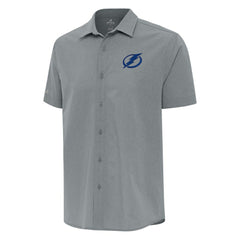 Tampa Bay Lightning Antigua Activate Woven Short Sleeve Button-Up Shirt - Gray | US 202259592