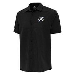Tampa Bay Lightning Antigua Activate Woven Short Sleeve Button-Up Shirt - Black | US 202259595