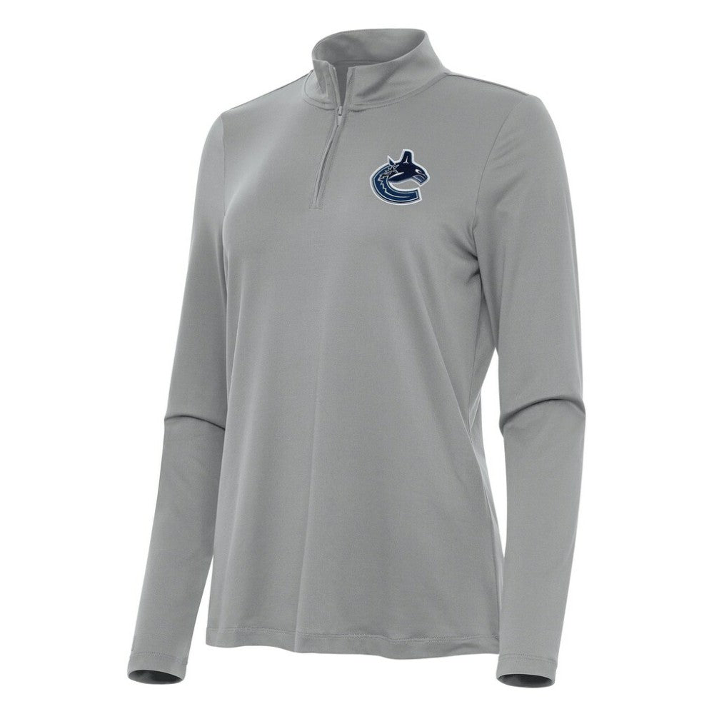 Vancouver Canucks Antigua Women's Reprocess Quarter-Zip Top - Gray | US 202259945
