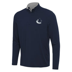 Vancouver Canucks Antigua Content Quarter-Zip Pullover Top - Navy/Gray | US 202260220