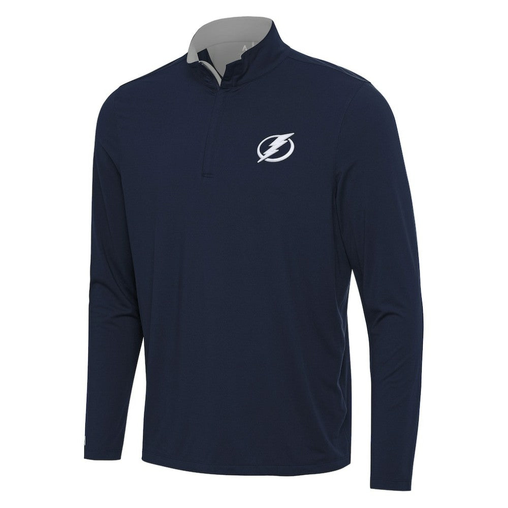 Tampa Bay Lightning Antigua Content Quarter-Zip Pullover Top - Navy/Gray | US 202260221