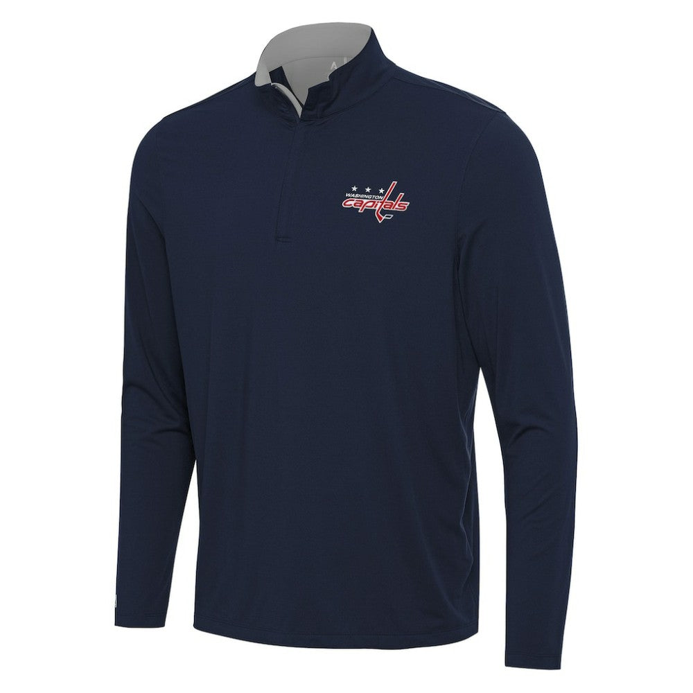 Washington Capitals Antigua Content Quarter-Zip Pullover Top - Navy/Gray | US 202260226