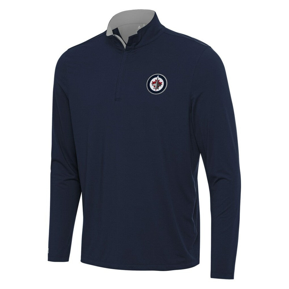Winnipeg Jets Antigua Content Quarter-Zip Pullover Top - Navy/Gray | US 202260229