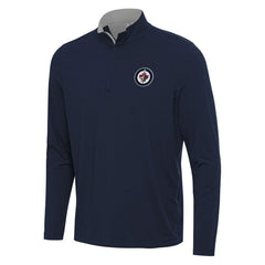 Winnipeg Jets Antigua Content Quarter-Zip Pullover Top - Navy/Gray | US 202260229