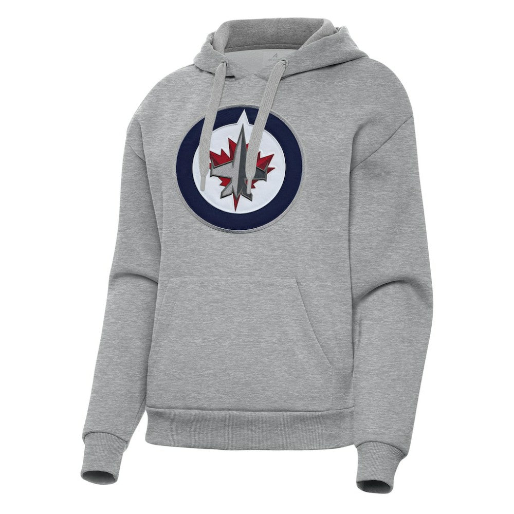 Winnipeg Jets Antigua Women's Victory Pullover Hoodie - Heather Gray | US 202260596