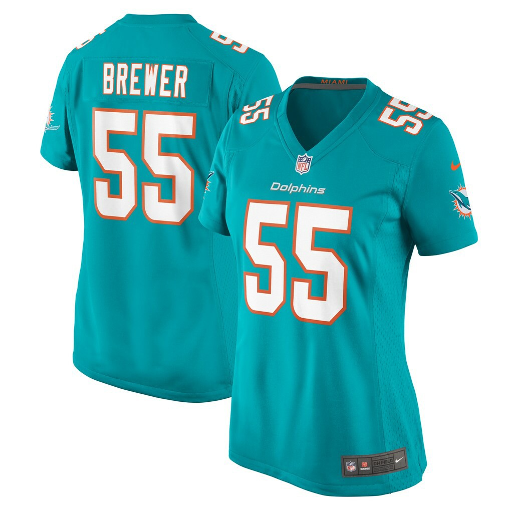 Aaron Brewer Miami Dolphins Women's Game Jersey - Aqua Jerseys