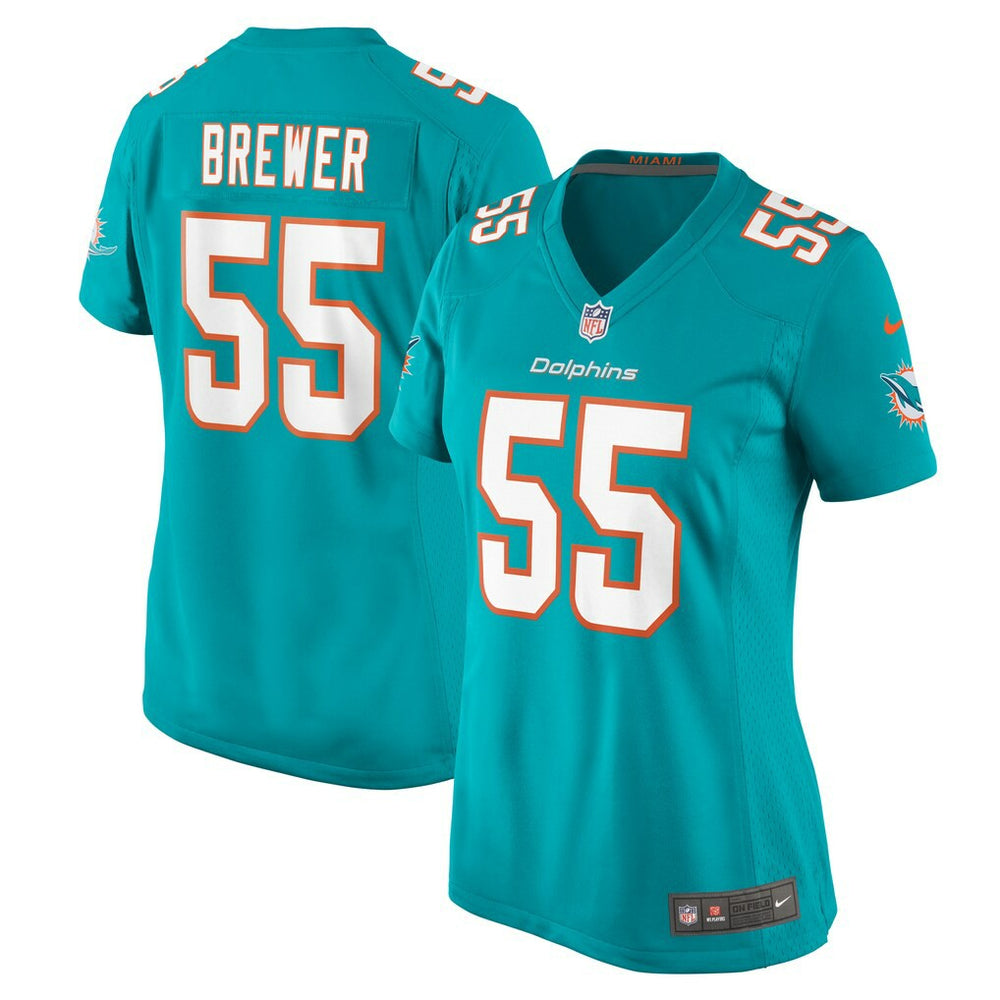 Aaron Brewer Miami Dolphins Women's Game Jersey - Aqua Jerseys