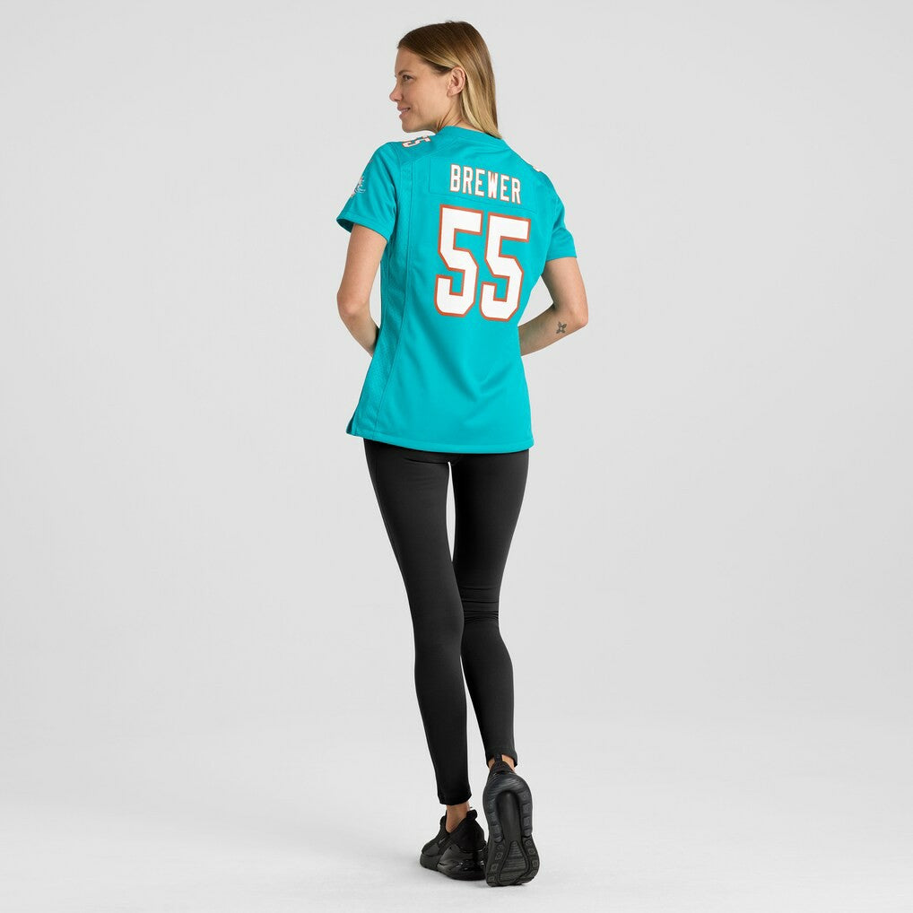 Aaron Brewer Miami Dolphins Women's Game Jersey - Aqua Jerseys
