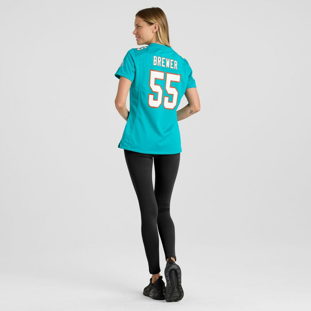 Aaron Brewer Miami Dolphins Women's Game Jersey - Aqua Jerseys