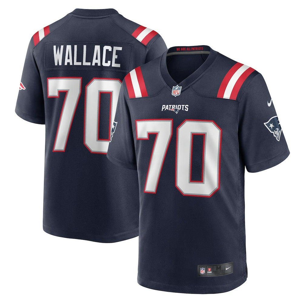 Caedan Wallace New England Patriots Game Jersey - Navy Jerseys