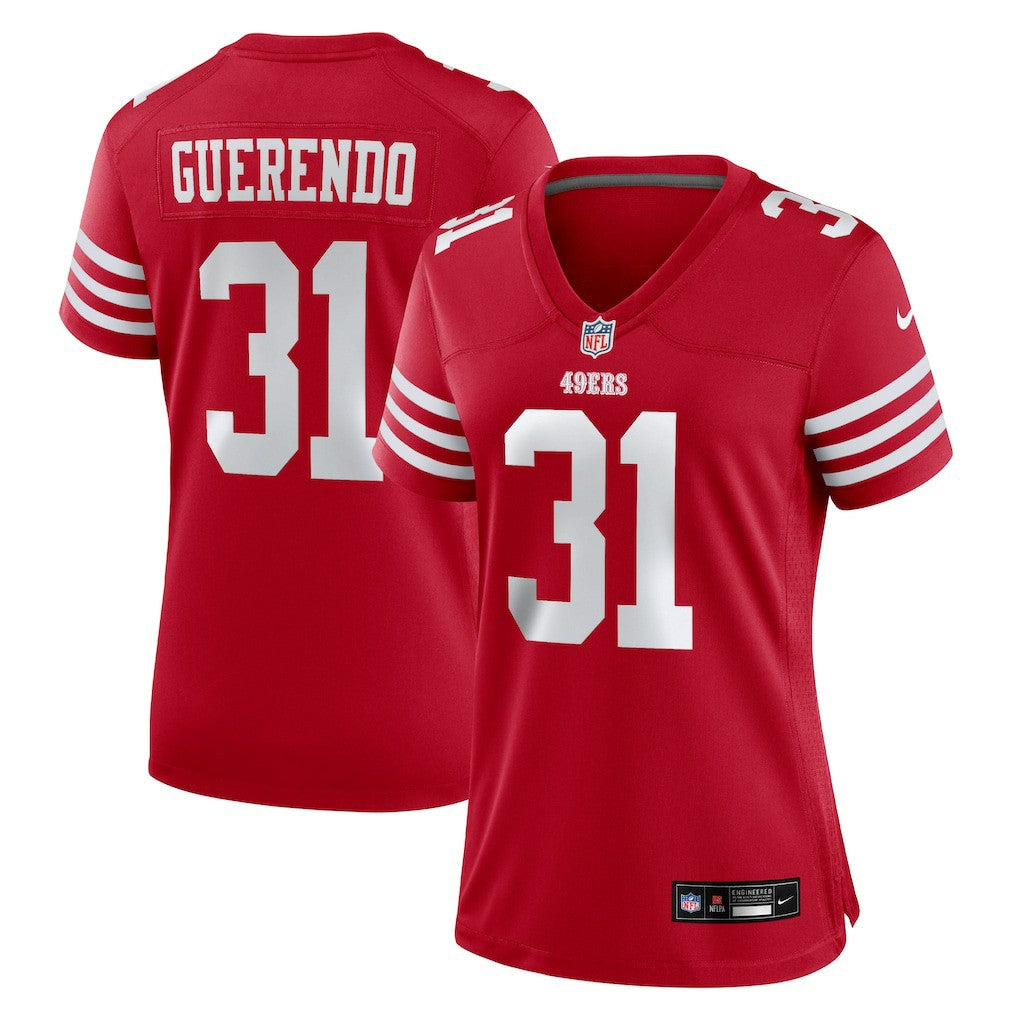Isaac Guerendo San Francisco 49ers Women's Team Game Jersey - Scarlet Jerseys