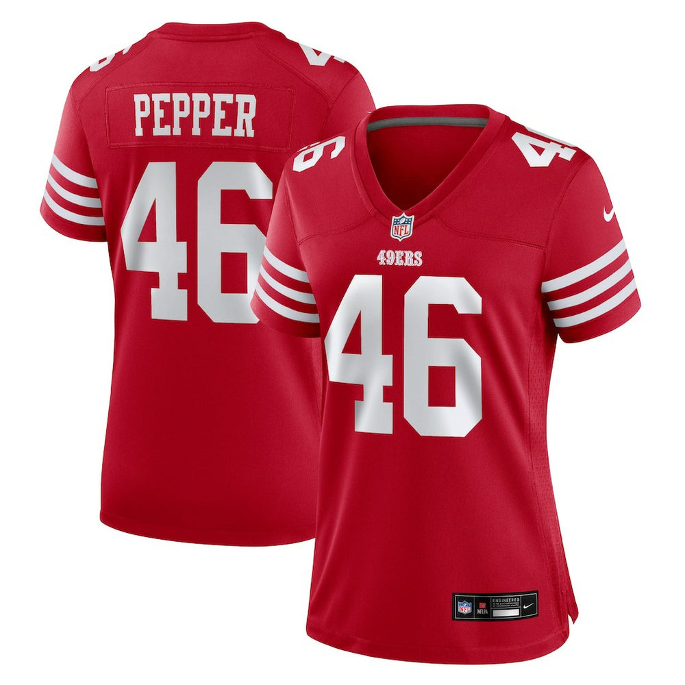 Taybor Pepper San Francisco 49ers Women's Team Game Jersey - Scarlet Jerseys