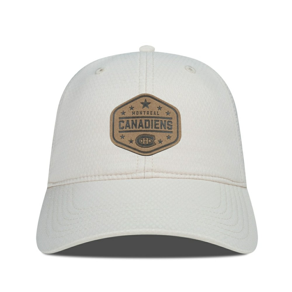 Montreal Canadiens Men's Levelwear Faux Leather Patch Unstructured Adjustable Hat - Cream | US 202262246