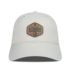 New York Islanders Men's Levelwear Faux Leather Patch Unstructured Adjustable Hat - Cream | US 202262249