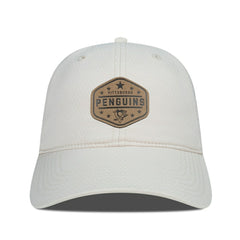 Pittsburgh Penguins Men's Levelwear Faux Leather Patch Unstructured Adjustable Hat - Cream | US 202262253