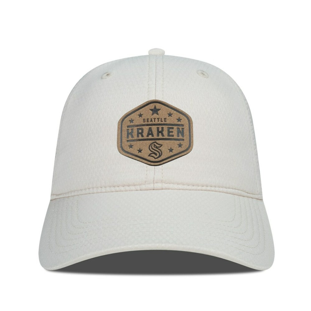 Seattle Kraken Men's Levelwear Faux Leather Patch Unstructured Adjustable Hat - Cream | US 202262255