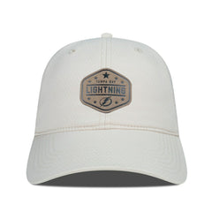 Tampa Bay Lightning Men's Levelwear Faux Leather Patch Unstructured Adjustable Hat - Cream | US 202262257