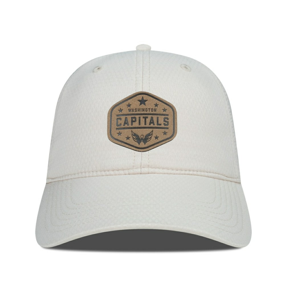 Washington Capitals Men's Levelwear Faux Leather Patch Unstructured Adjustable Hat - Cream | US 202262261