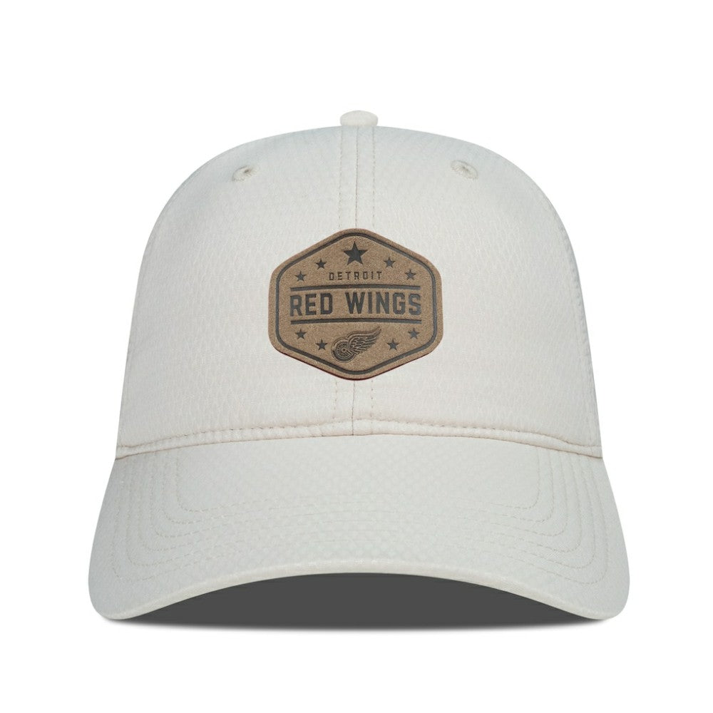 Detroit Red Wings Men's Levelwear Faux Leather Patch Unstructured Adjustable Hat - Cream | US 202262263