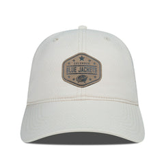 Columbus Blue Jackets Men's Levelwear Faux Leather Patch Unstructured Adjustable Hat - Cream | US 202262265