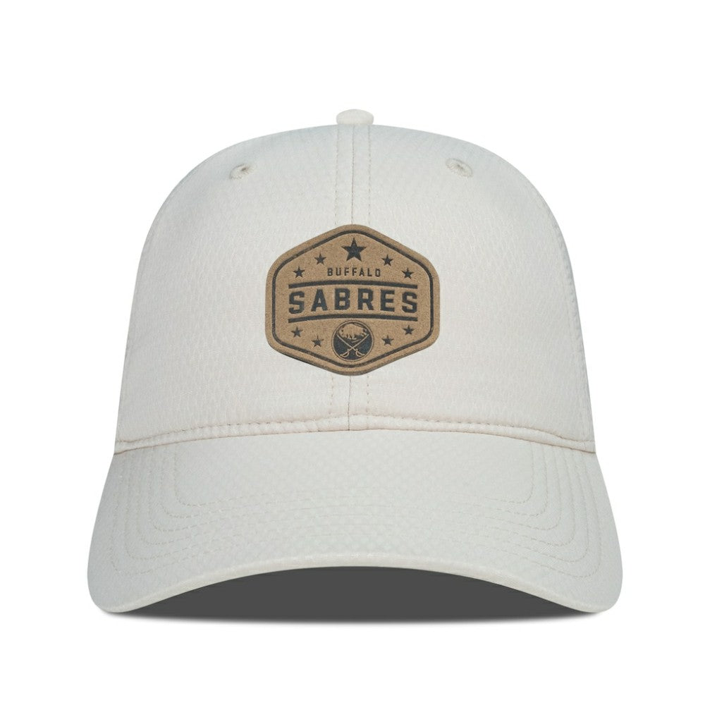 Buffalo Sabres Men's Levelwear Faux Leather Patch Unstructured Adjustable Hat - Cream | US 202262271