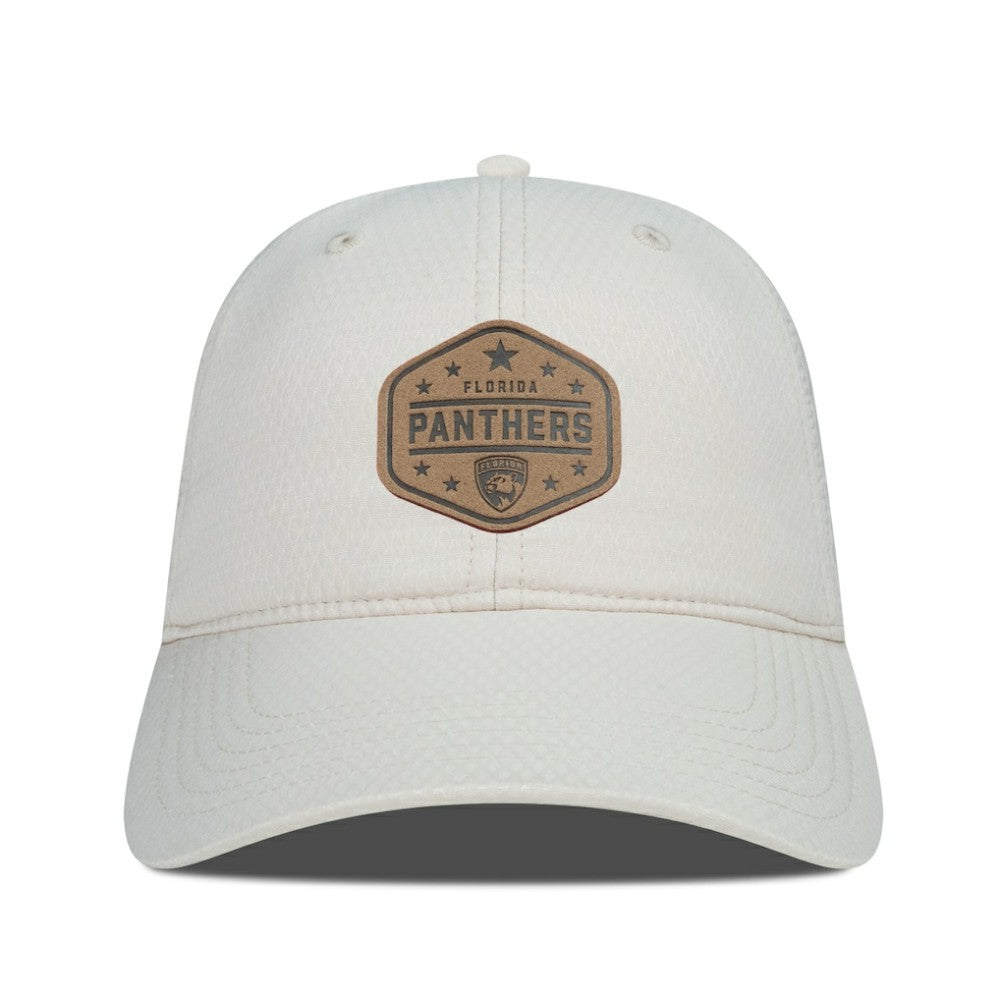Florida Panthers Men's Levelwear Faux Leather Patch Unstructured Adjustable Hat - Cream | US 202262273