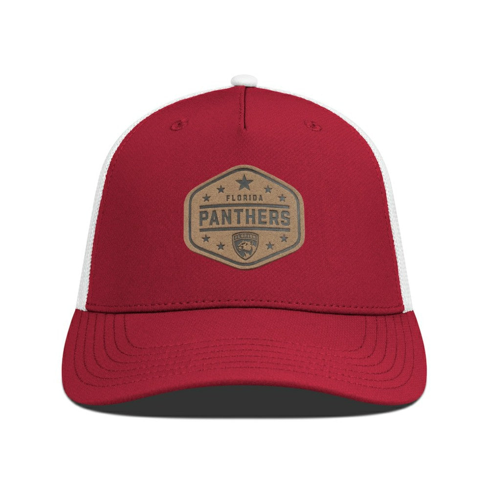 Florida Panthers Men's Levelwear Faux Leather Patch Structured Adjustable Hat - Red | US 202262281