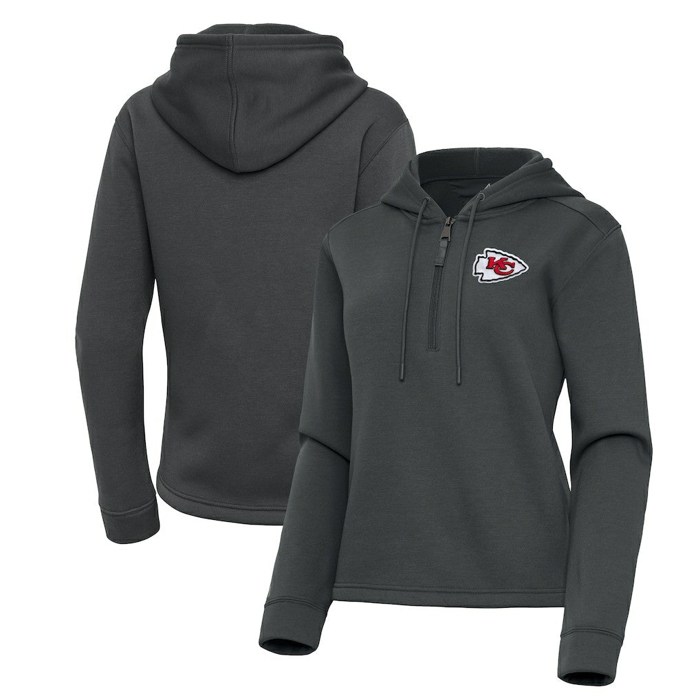 Kansas City Chiefs Antigua Women's Contemporary Quarter-Zip Hoodie - Pewter Hoodies
