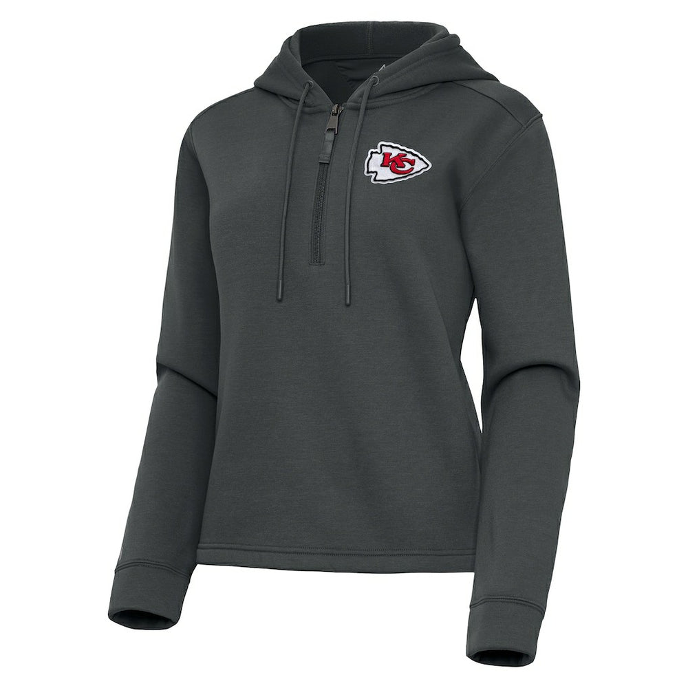 Kansas City Chiefs Antigua Women's Contemporary Quarter-Zip Hoodie - Pewter Hoodies