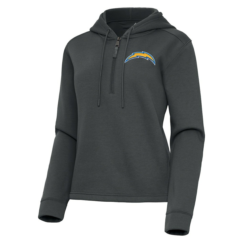 Los Angeles Chargers Antigua Women's Contemporary Quarter-Zip Hoodie - Pewter Hoodies