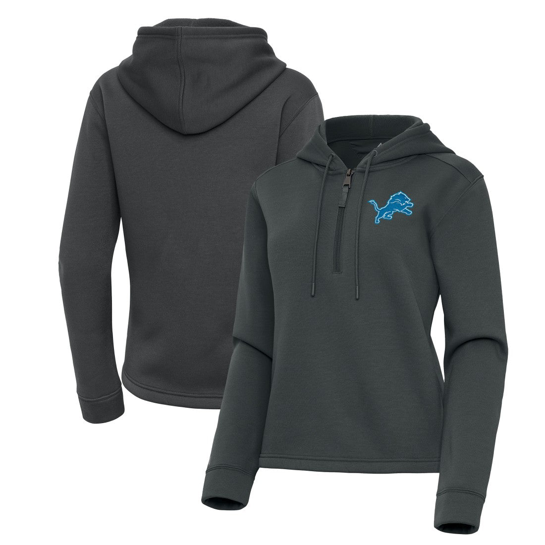 Detroit Lions Antigua Women's Contemporary Quarter-Zip Hoodie - Pewter Hoodies