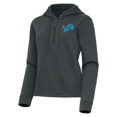 Detroit Lions Antigua Women's Contemporary Quarter-Zip Hoodie - Pewter Hoodies