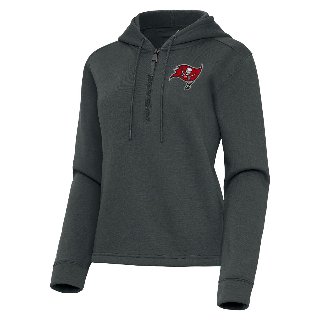 Tampa Bay Buccaneers Antigua Women's Contemporary Quarter-Zip Hoodie - Pewter Hoodies