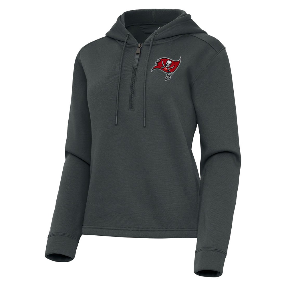 Tampa Bay Buccaneers Antigua Women's Contemporary Quarter-Zip Hoodie - Pewter Hoodies
