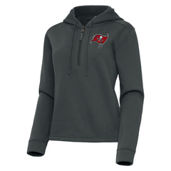 Tampa Bay Buccaneers Antigua Women's Contemporary Quarter-Zip Hoodie - Pewter Hoodies
