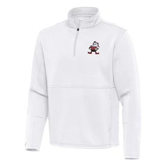 Cleveland Browns Antigua Twist Quarter-Zip Pullover Jacket - White Pullover