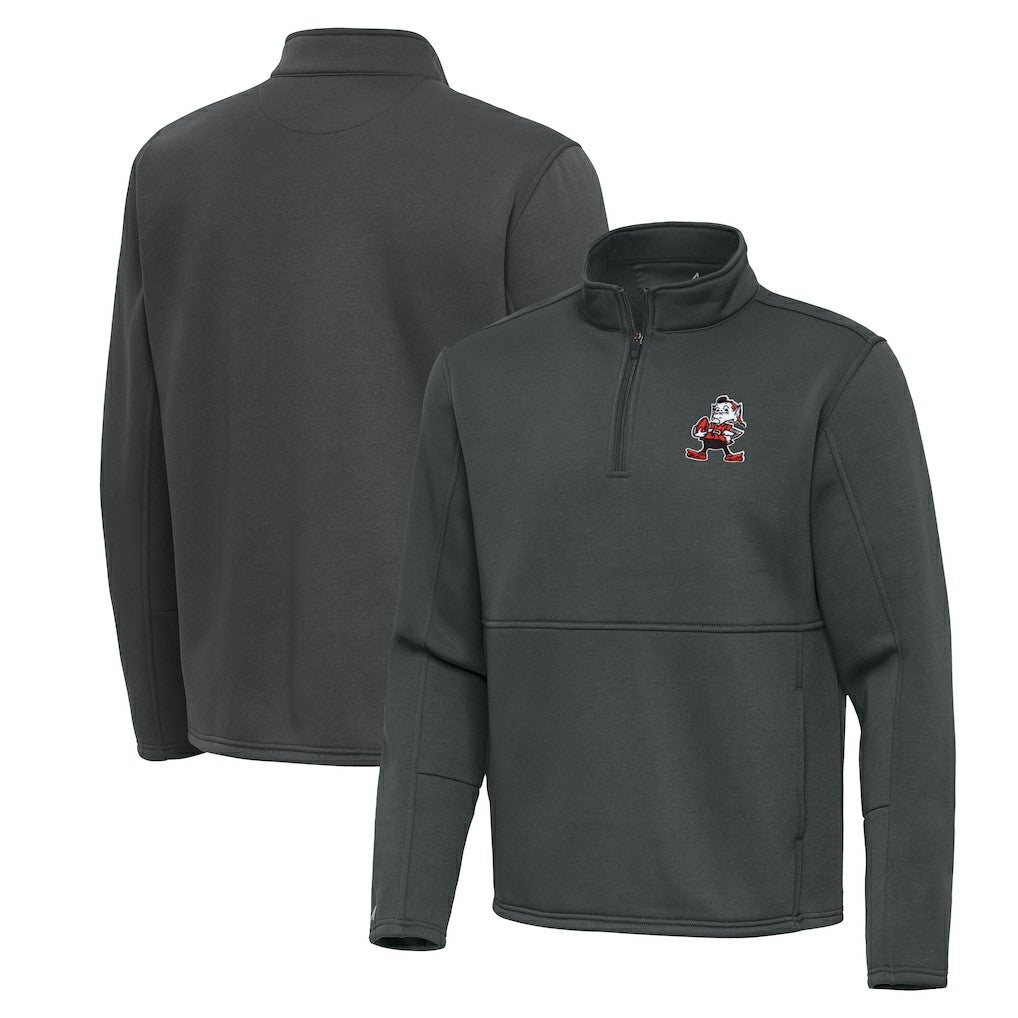 Cleveland Browns Antigua Twist Quarter-Zip Pullover Jacket - Pewter Pullover