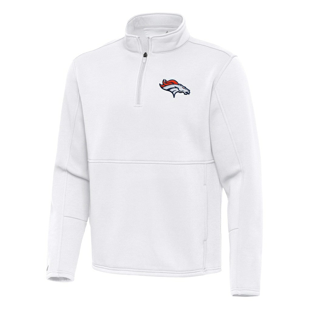 Denver Broncos Antigua Twist Quarter-Zip Pullover Jacket - White Pullover
