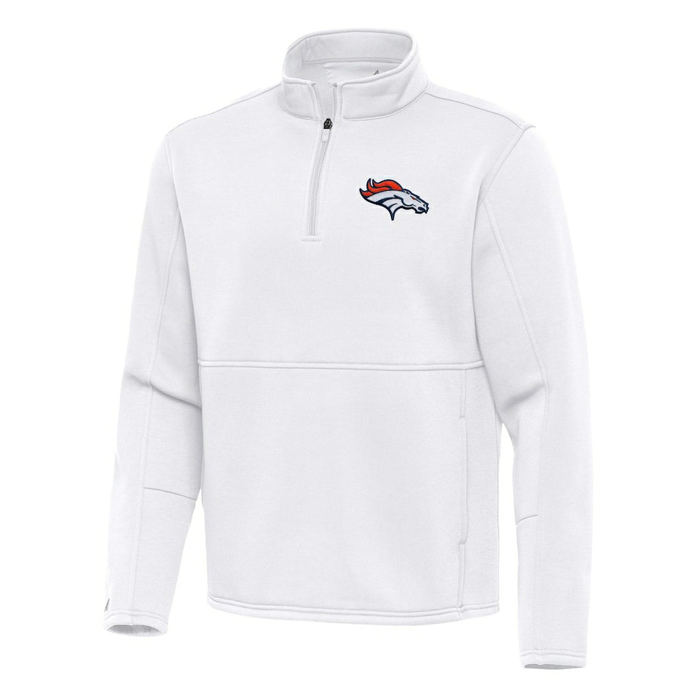 Denver Broncos Antigua Twist Quarter-Zip Pullover Jacket - White Pullover