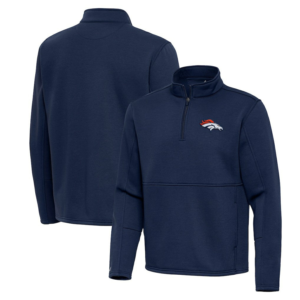 Denver Broncos Antigua Twist Quarter-Zip Pullover Jacket - Navy Pullover