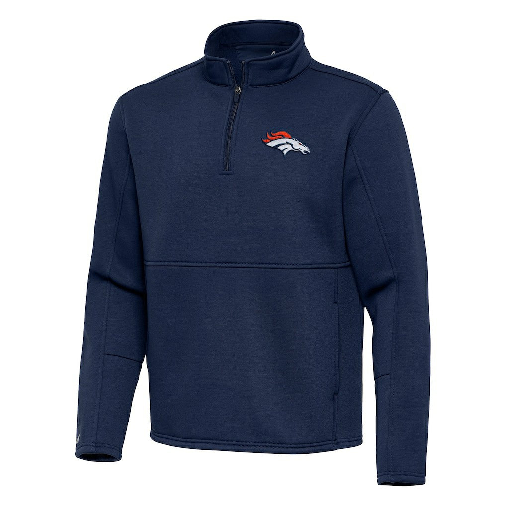 Denver Broncos Antigua Twist Quarter-Zip Pullover Jacket - Navy Pullover