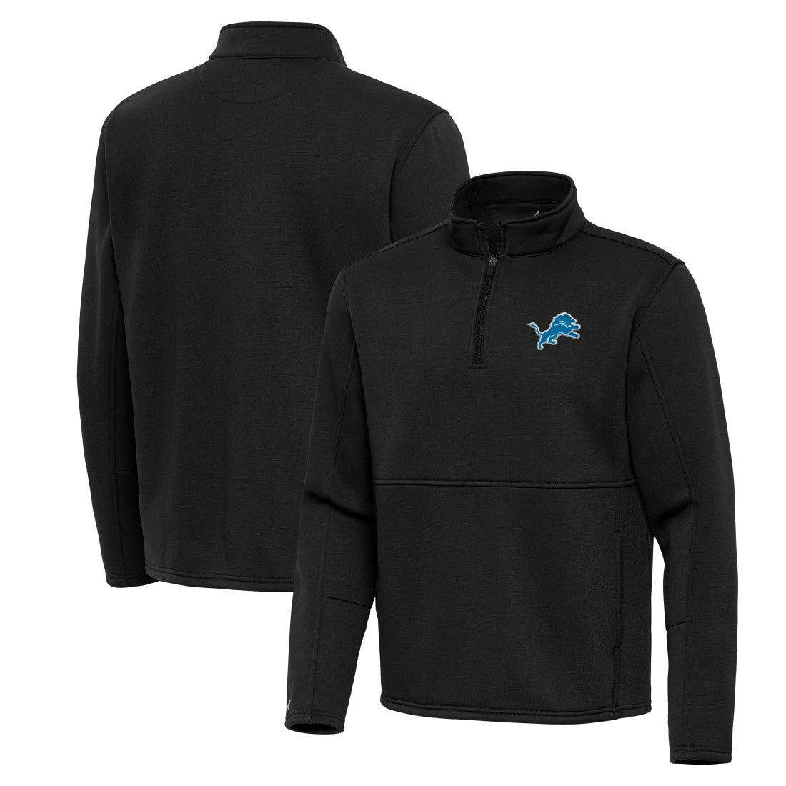 Detroit Lions Antigua Twist Quarter-Zip Pullover Jacket - Black Pullover