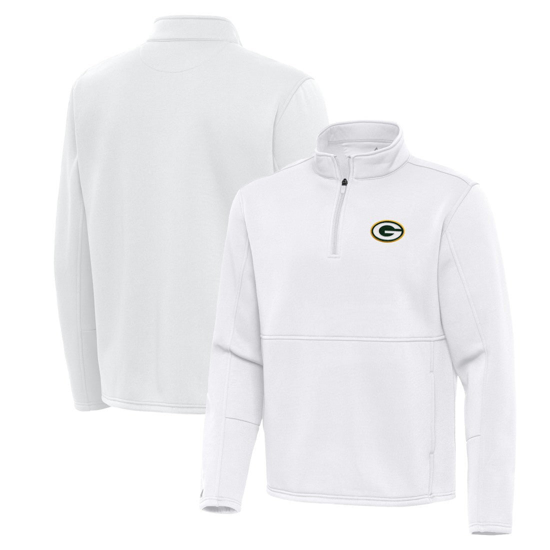Green Bay Packers Antigua Twist Quarter-Zip Pullover Jacket - White Pullover