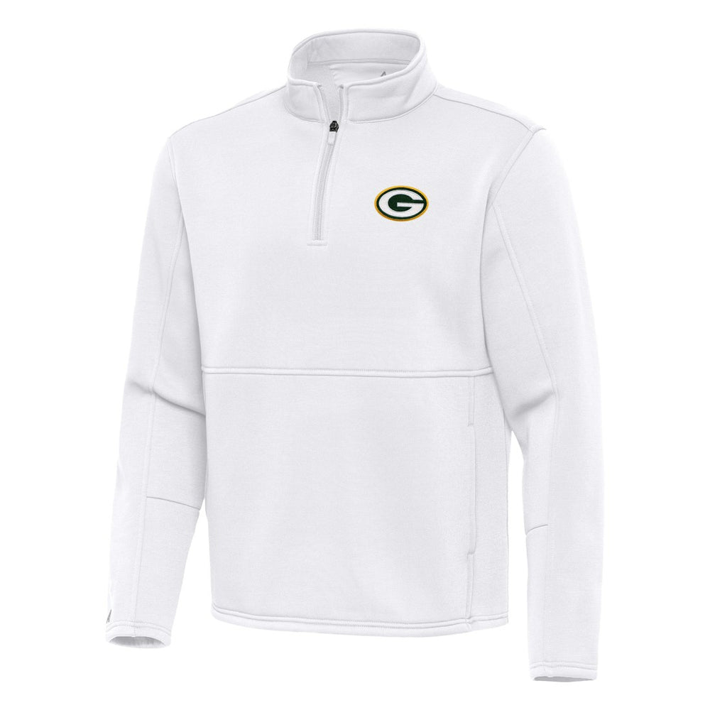 Green Bay Packers Antigua Twist Quarter-Zip Pullover Jacket - White Pullover