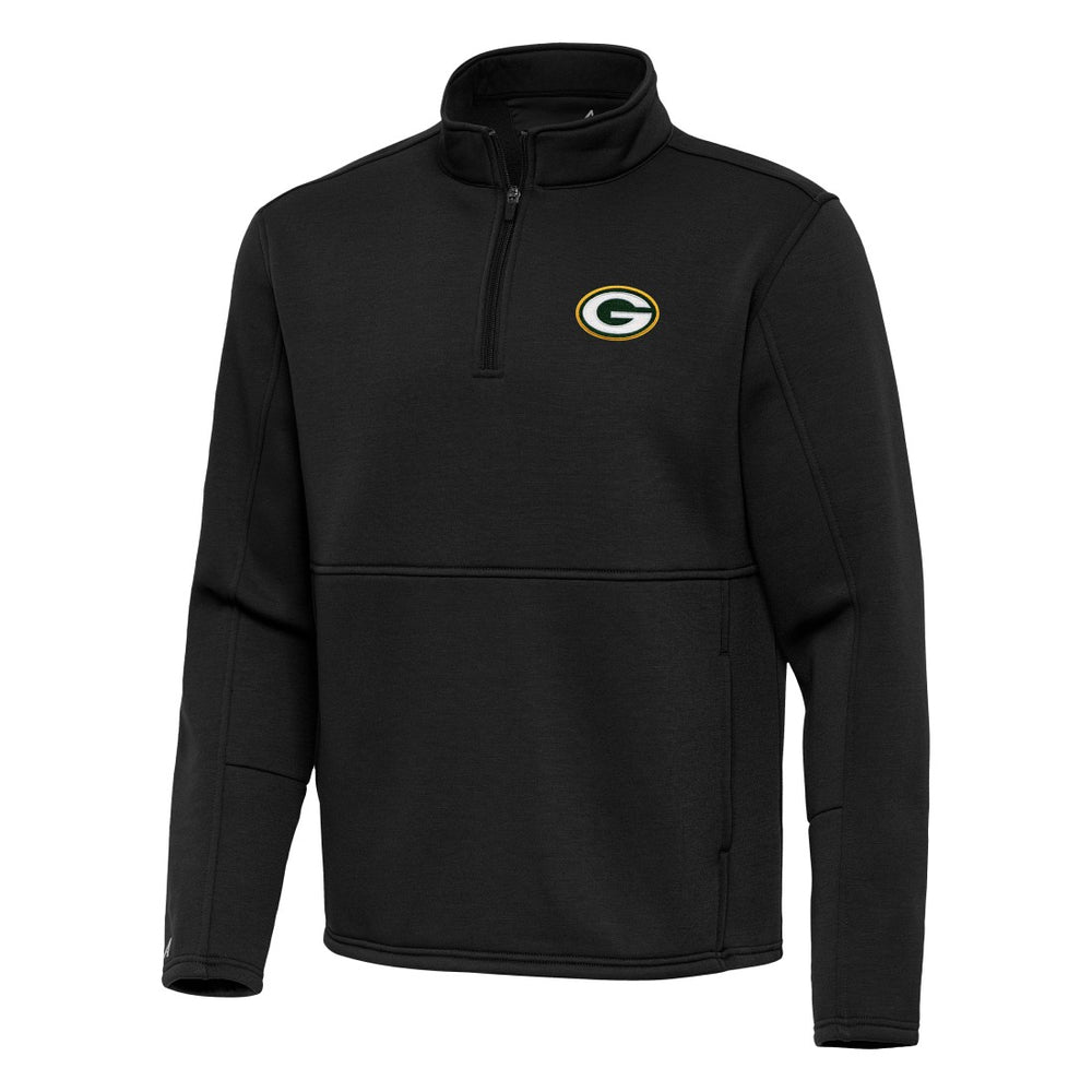 Green Bay Packers Antigua Twist Quarter-Zip Pullover Jacket - Black Pullover