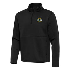 Green Bay Packers Antigua Twist Quarter-Zip Pullover Jacket - Black Pullover