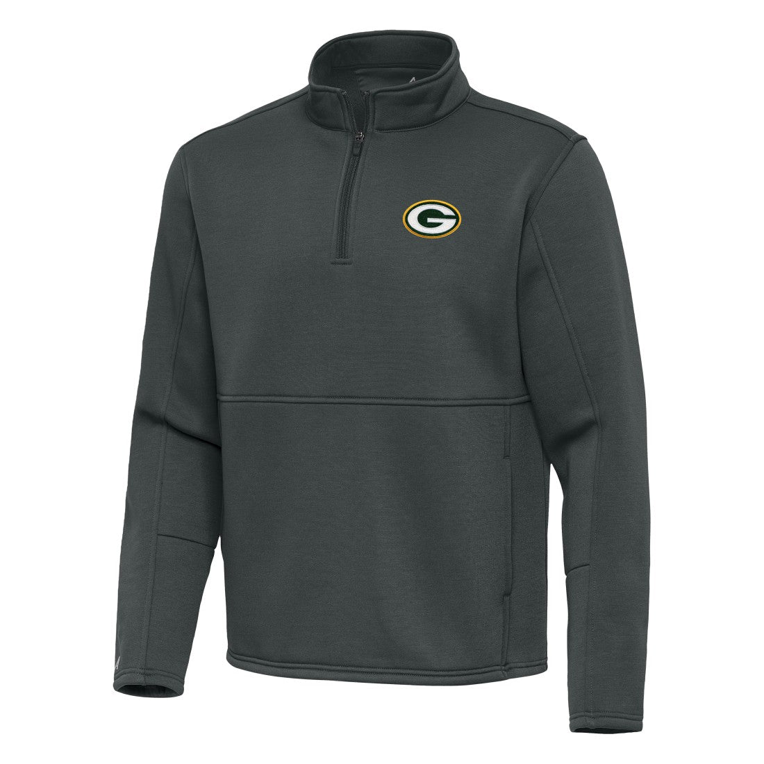 Green Bay Packers Antigua Twist Quarter-Zip Pullover Jacket - Pewter Pullover