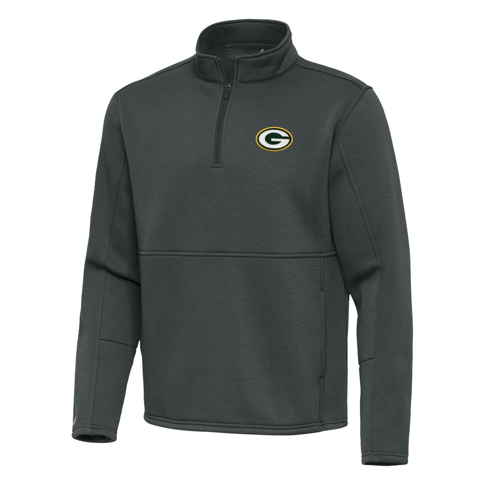 Green Bay Packers Antigua Twist Quarter-Zip Pullover Jacket - Pewter Pullover