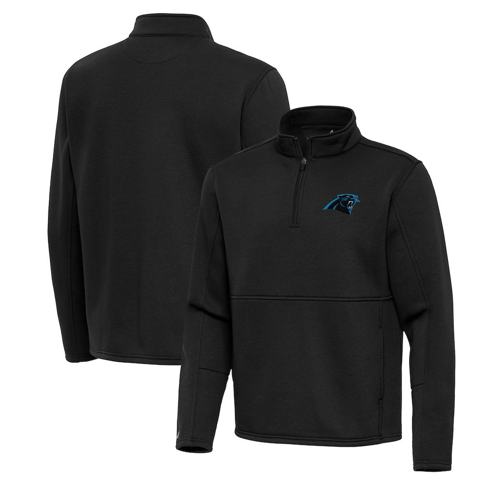 Carolina Panthers Antigua Twist Quarter-Zip Pullover Jacket - Black Pullover